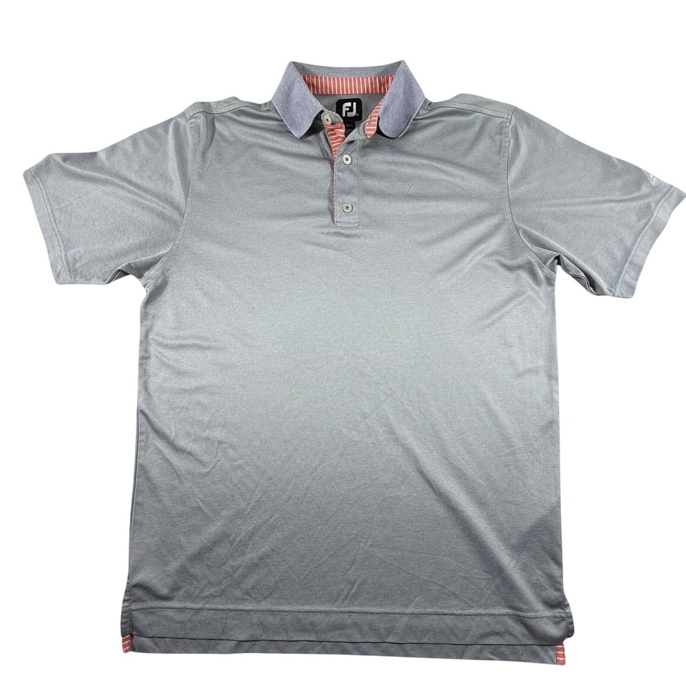 FootJoy Mens ProDry Golf Polo Shirt Gray Greystone Logo Short Sleeve Size Medium